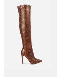 LONDON RAG - Catalina Snake Print Stiletto Knee Boots - Lyst