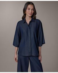 Donna Karan Weekend - Bali Dolman Denim Button-down Cotton Shirt - Lyst