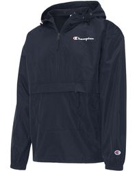 champion hooded packable popover jacket