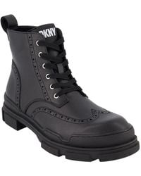 DKNY - Perforated Rubber Lug Sole Wingtip Boots - Lyst