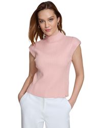 Calvin Klein - Mock-neck Ribbed Extended-shoulder Sweater - Lyst
