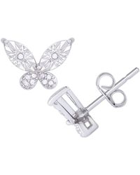 Macy's - Diamond 1/10 Ct. T.w. Butterfly Miracle Plate Stud Earrings - Lyst