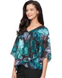 Alex Evenings - Printed V-neck Chiffon Blouse - Lyst