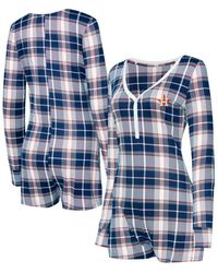 Concepts Sport - Navy/orange Houston Astros Ashford Plaid V-neck Knit Romper - Lyst