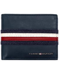 Tommy Hilfiger - Denim Stripe Overlay Leather Rfid Passcase Wallet - Lyst