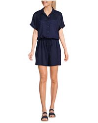 Lands' End - Button Front Swim Cover-up Romper - Lyst