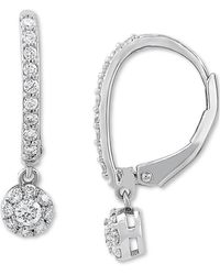 Forever Grown Diamonds - Lab-created Diamond Cluster Dangle Hoop Earrings (1/2 Ct. T.w. - Lyst