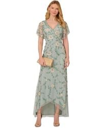 Adrianna Papell Mesh Tiered Midi Dress | Lyst