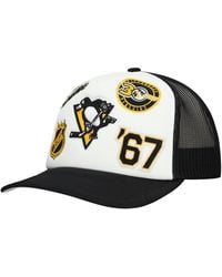 Mitchell & Ness - White/black Pittsburgh Penguins Gridlock Trucker Adjustable Hat - Lyst
