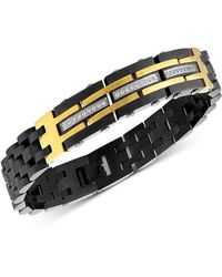 Macy's Diamond Watch Link Bracelet (1/4 Ct. T.w.) In Black & Gold-tone Ion-plated Stainless Steel