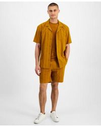 Alfani - Jacquard T Shirt Button Front Camp Shirt Drawstring Shorts Created For Macys - Lyst