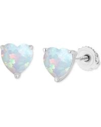 Macy's - Lab-grown Opal Heart-shaped Solitaire Stud Earrings (5/8 Ct. T.w.) - Lyst