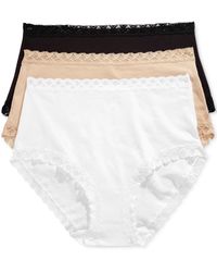 Natori - Bliss Lace Trim High Rise Brief Underwear 3-pack 755058mp - Lyst