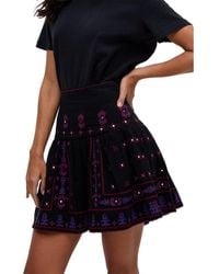 Raffya - Issabel All Over Embroidered Mini Skirt - Lyst