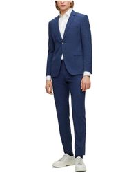 BOSS - Boss By Extra-slim-fit Patterned Wool Linen Suit - Lyst