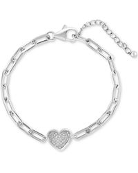 Effy - Effy Diamond Pave Heart Paperclip Link Bracelet (1/5 Ct. T.w. - Lyst