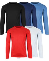 Galaxy By Harvic - Long Sleeve Moisture-wicking Performance Crew Neck Tee -5 Pack - Lyst