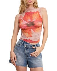 GOOD AMERICAN - Mock-neck Gauze Mesh Tank Top - Lyst