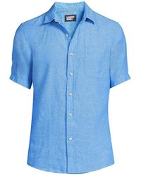Lands' End - Big & Tall Traditional Fit Short Sleeve Linen Shirt - Lyst