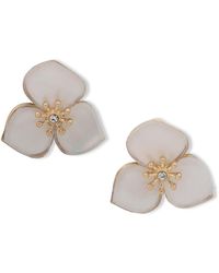 Lonna & Lilly Gold-tone Pavé & Mother-of-pearl Flower Stud Earrings - White