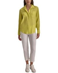DKNY - Roll-tab-sleeve Button-front Top - Lyst