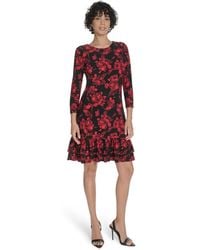 Tommy Hilfiger - Petite 3/4-sleeve Ruffle-hem Shift Dress - Lyst