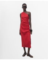 Mango - Asymmetrical Neckline Lyocell Dress - Lyst