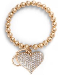 Jessica Simpson - Heart Charm Stretch Keychain Bracelet In Tone - Lyst