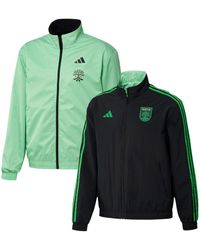 adidas - Black And Green Austin Fc 2023 On-field Anthem Full-zip Reversible Team Jacket - Lyst