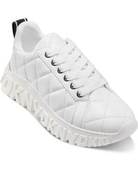 DKNY - Lathen Quilted Lace Up Sneaker With Logo Detail - Lyst