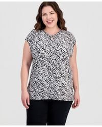 Kasper - Plus Size Knot-neck Extended-shoulder Top - Lyst