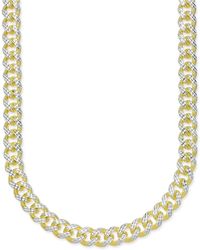 Macy's Men's 24" Two-tone Cuban Link Chain Necklace In 18k Gold-plated Sterling Silver And Sterling Silver - Metallic