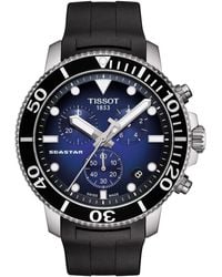 Tissot - Swiss Chronograph Seastar 1000 Black Rubber Strap Diver Watch 45.5mm - Lyst