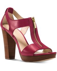 Michael Kors Michael Berkley T-strap Platform Dress Sandals - Red