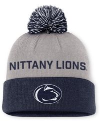 Nike - Gray/navy Penn State Nittany Lions Primetime Peak Cuffed Pom - Lyst