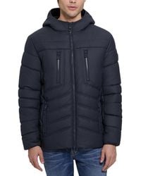 Guess - Quilted Faux Leather Hooded Jacket - Lyst
