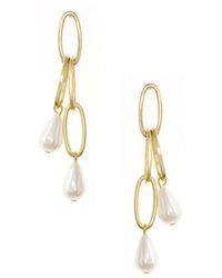 Ettika - Oval Link Pearl Dangle Earrings - Lyst