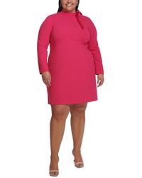 Calvin Klein - Plus Size Bow-neck Long-sleeve Swing Dress - Lyst