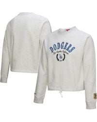 Mitchell & Ness - Heather Gray Los Angeles Dodgers Cropped toggle Pullover Sweatshirt - Lyst