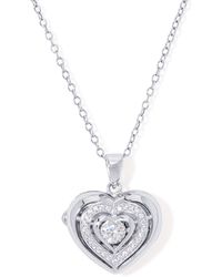 Macy's - Cubic Zirconia Heart Locket Pendant 18" Necklace - Lyst