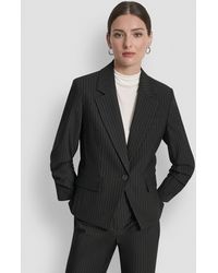 DKNY - Pinstripe Ruched-sleeve One-button Blazer - Lyst