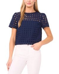 Cece - Short-sleeve Circle Eyelet Top - Lyst