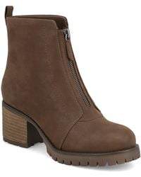 MIA - Fabiola Front Zip Stacked Heel Ankle Booties - Lyst