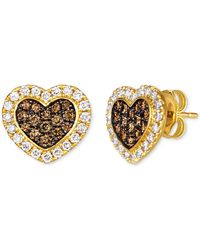 Le Vian - Chocolate Diamond & Nude Diamond Halo Heart Stud Earrings (3/4 Ct. T.w. - Lyst