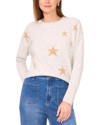 Vince Camuto - Cozy Crewneck Star-print Dropped-shoulder Sweater - Lyst