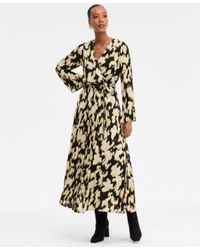INC International Concepts - Printed Surplice Neck Maxi Dress Macys Exclusive P Xs Xxl - Lyst