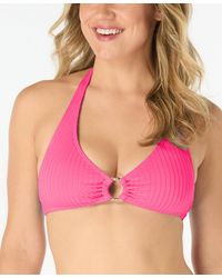 MICHAEL Michael Kors - Michael Kors Logo Ring Halter Bikini Top - Lyst