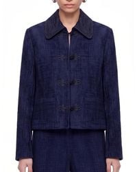 Nocturne - Embroidered-collar Chenille Frog-closure Jacket - Lyst