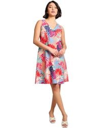 Jones New York - Petite Printed Linen-blend Trapeze Dress - Lyst