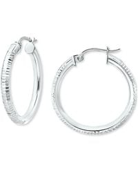 Giani Bernini - Ribbed Texture Small Hoop Earrings In Sterling Silver, 1", Created For Macy's - Lyst